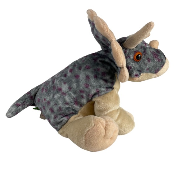 Wild Republic Triceratops Large Sized Beanie Plush Stuffed Dinosaur Purple Gray - Picture 9 of 13